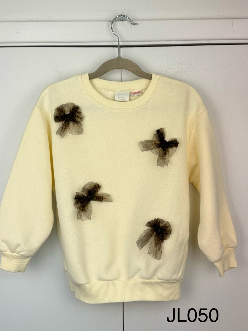 Zara Kids Cream Tulle Bow Sweatshirt Girls 5Y 110